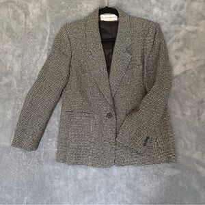 Vintage Union Evan Picone Wool Herringbone Black and White Blazer size 8